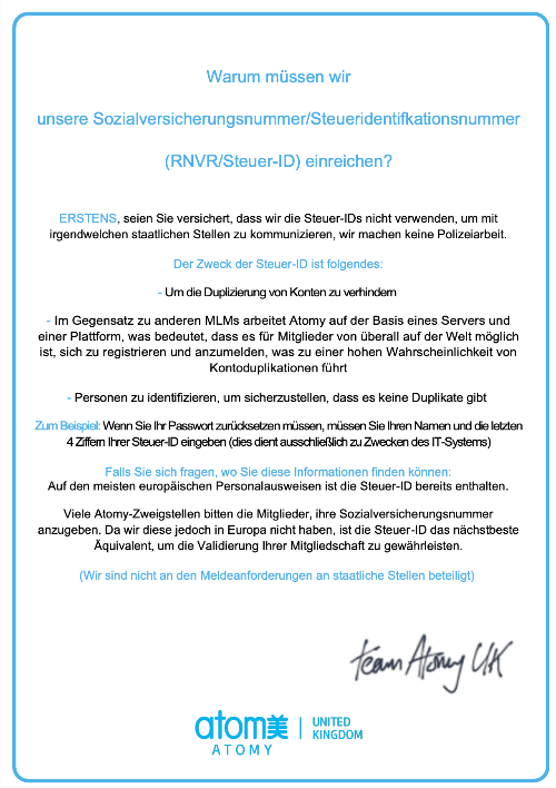 TIN Number Notice (German)