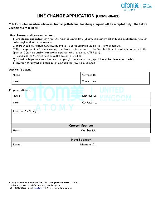 Line Change Request Form (UKMS-06-01)