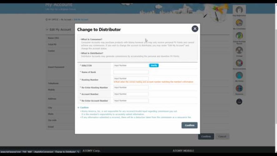 Membership Registration Change (Consumer to Distributor)