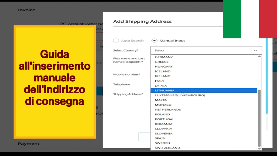 [ITA] Guida all'inserimento manuale dell'indirizzodi consegna